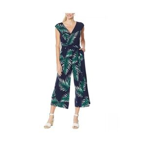 G By Giuliana Womens Belted Cropped Knit Jumpsuit Navy Palm 2X Resort‎ #10